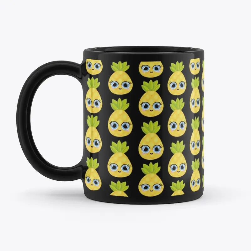 Penelope Pineapple Black Mug